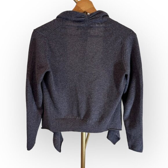 🍌Republic 100% Cashmere Wavy Collar Pinhole Trim Open Cardigan Gray Womens SP - Picture 2 of 8